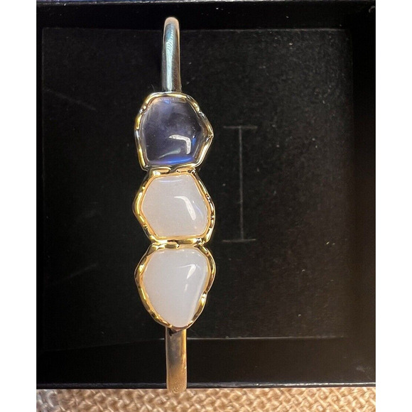 3 Stone Gold Plated Cuff Bracelet--Handmade Custom from Etsy - Picture 4 of 11